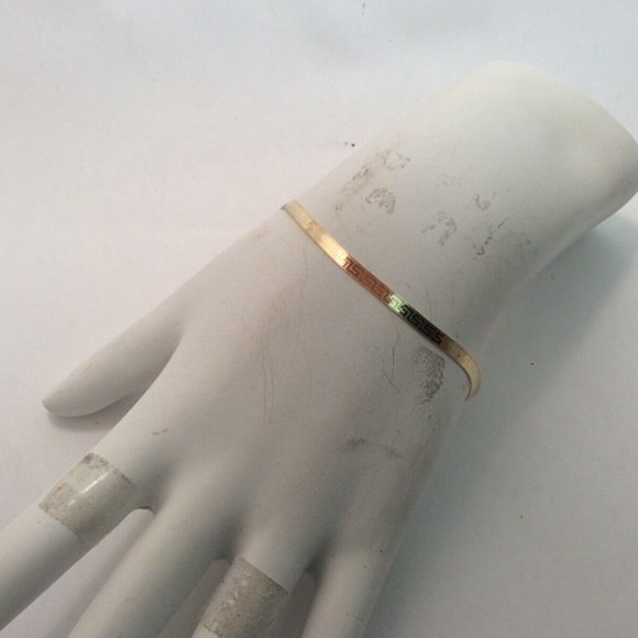 10K SOLID YELLOW REAL GOLD REVERSIBLE GREEK KEY HERRINGBONE bracelet  2.10GR  7 - Picture 7 of 9